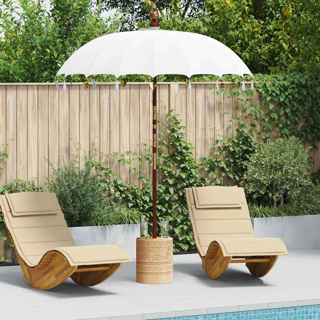vidaXL Balinese Parasol Cream 190 x 190 x 260 cm Cotton and solid wood 1