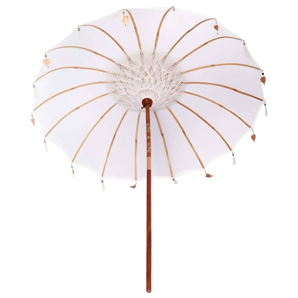 vidaXL Balinese Parasol Cream 220 x 220 x 260 cm Cotton and solid wood 5