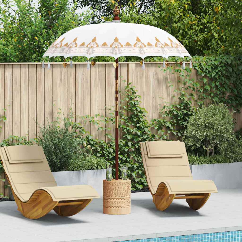 vidaXL Balinese Parasol Cream 190 x 190 x 260 cm Cotton and Wood 1