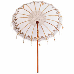 vidaXL Balinese Parasol Cream 190 x 190 x 260 cm Cotton and Wood 5