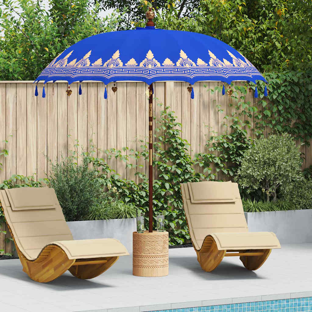 vidaXL Balinese Parasol Blue 215 x 215 x 260 cm Cotton and Wood 1