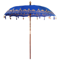 vidaXL Balinese Parasol Blue 215 x 215 x 260 cm Cotton and Wood 2