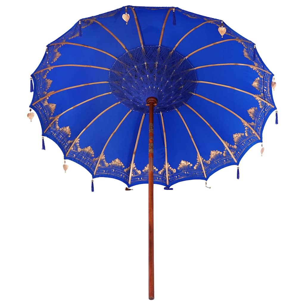 vidaXL Balinese Parasol Blue 215 x 215 x 260 cm Cotton and Wood 5