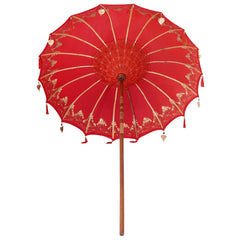 vidaXL Balinese Parasol Red (180-190) x 260 cm Cotton and Wood 5