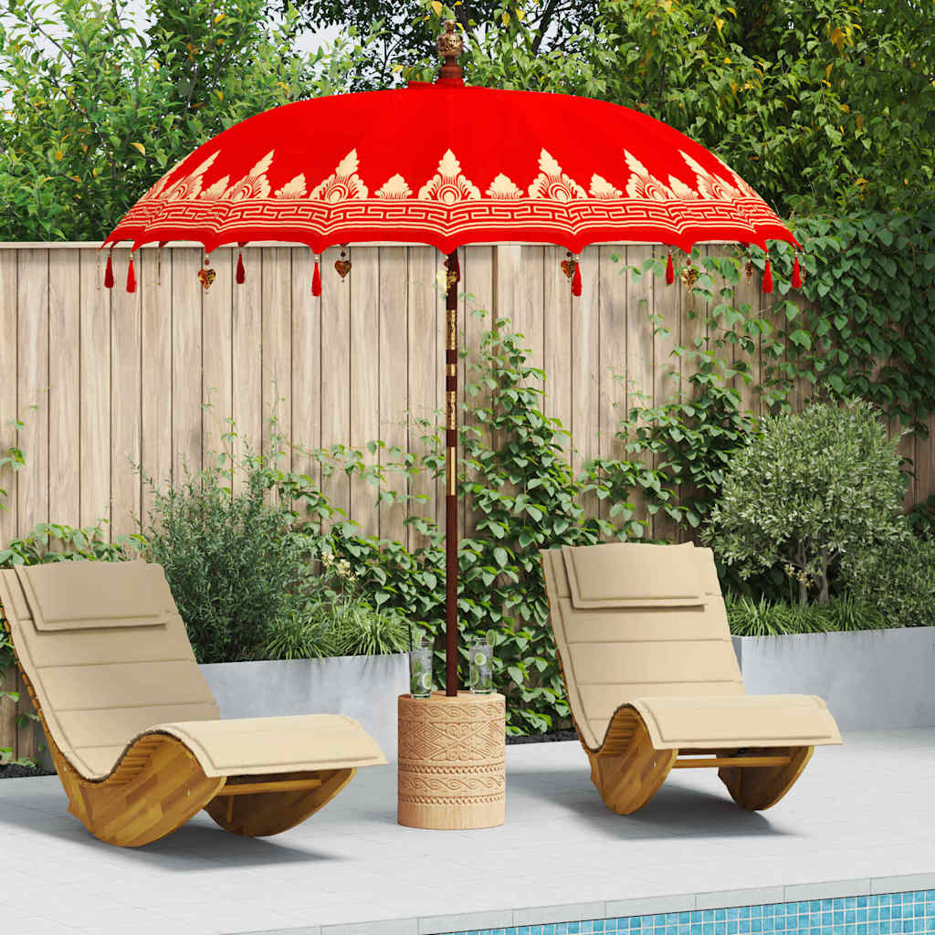 vidaXL Balinese Parasol Red 215 x 215 x 260 cm Cotton and Wood 1