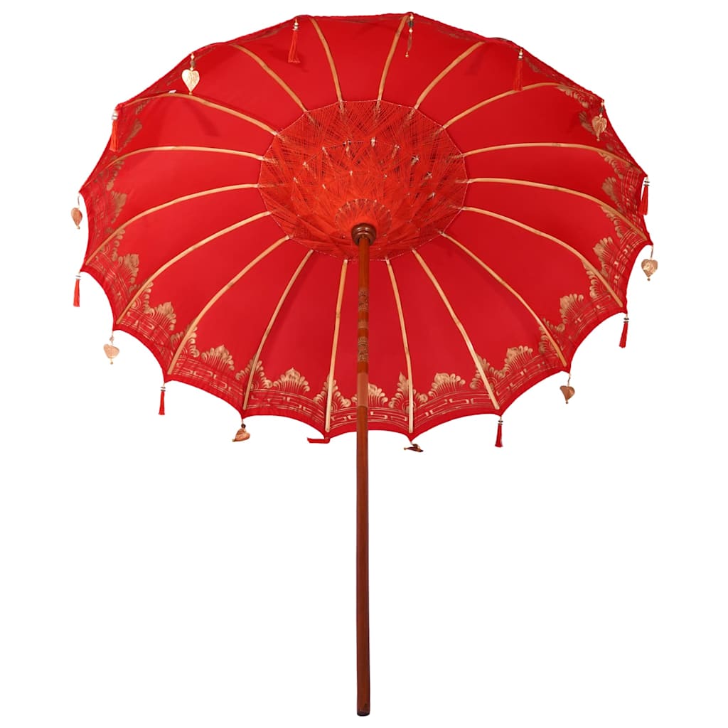 vidaXL Balinese Parasol Red 215 x 215 x 260 cm Cotton and Wood 5