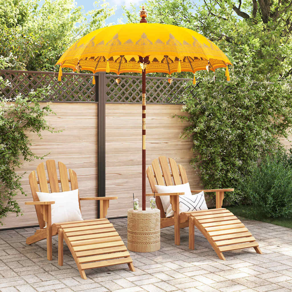 vidaXL Balinese Parasol Yellow (180-190) x 260 cm Cotton and Wood 3