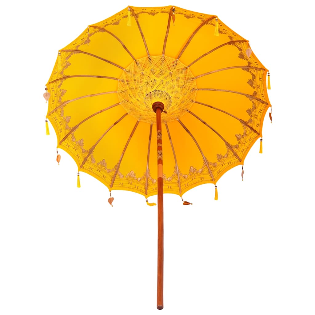 vidaXL Balinese Parasol Yellow (180-190) x 260 cm Cotton and Wood 5