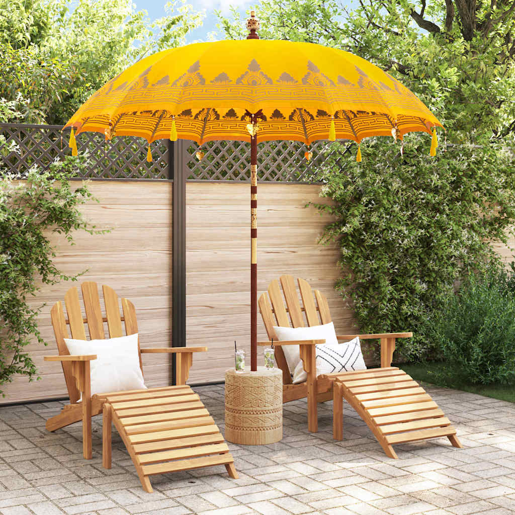 vidaXL Balinese Parasol Yellow 215 x 215 x 260 cm Cotton and Wood 3