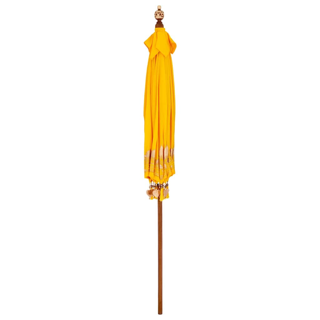 vidaXL Balinese Parasol Yellow 215 x 215 x 260 cm Cotton and Wood 4