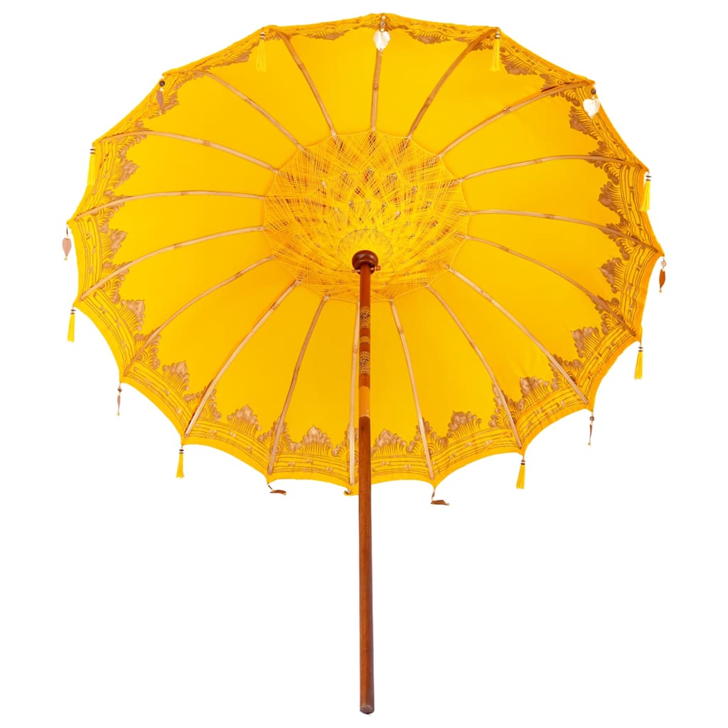 vidaXL Balinese Parasol Yellow 215 x 215 x 260 cm Cotton and Wood 5