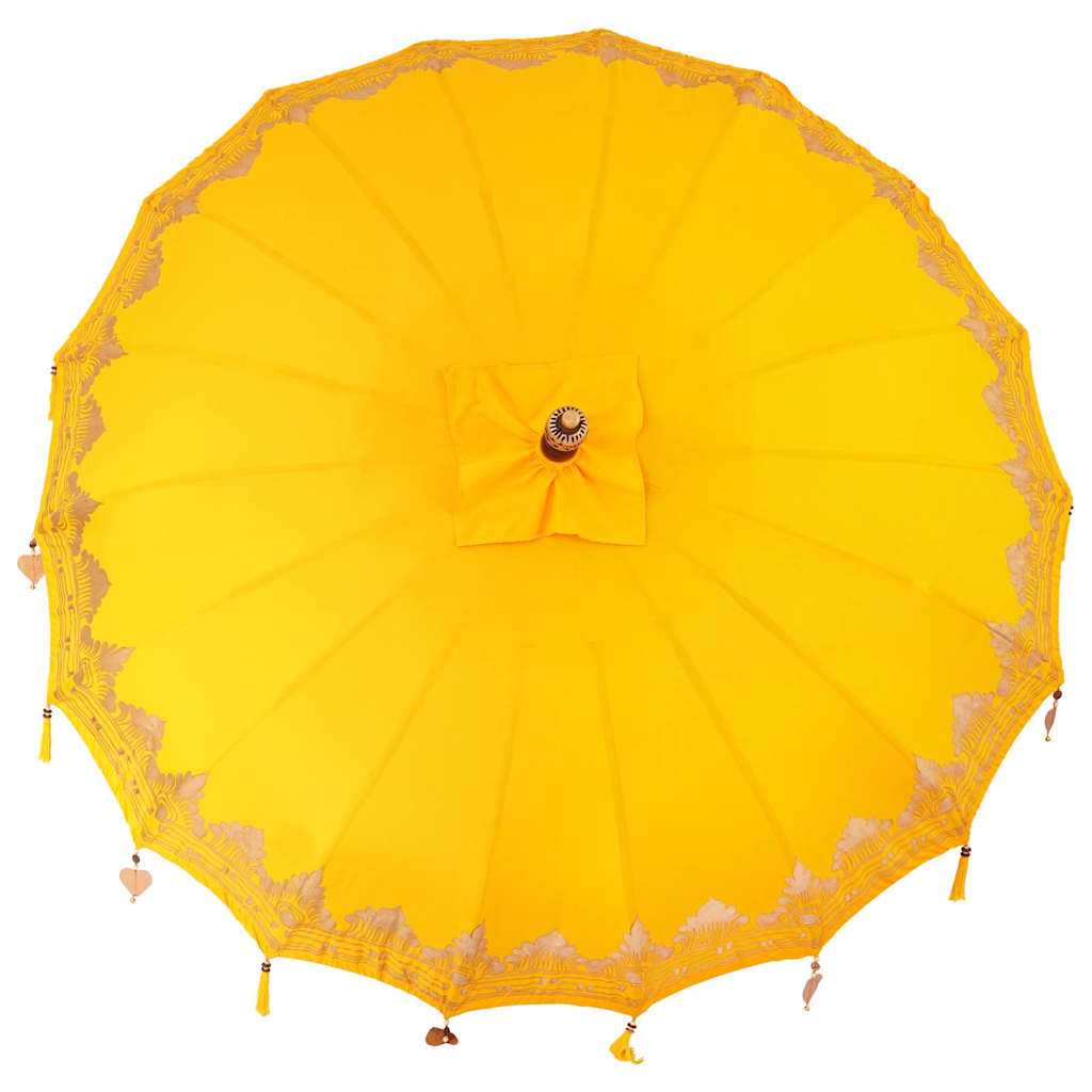 vidaXL Balinese Parasol Yellow 215 x 215 x 260 cm Cotton and Wood 6