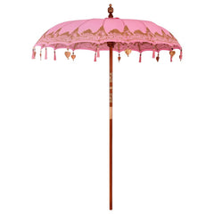 vidaXL Balinese Parasol Pink (180-190) x 260 cm Cotton and Wood 2