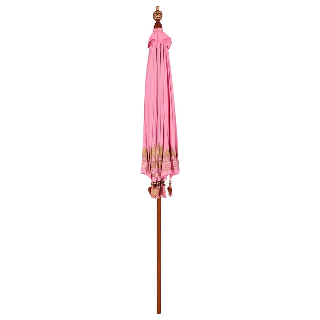 vidaXL Balinese Parasol Pink 215 x 215 x 260 cm Cotton and Wood 4