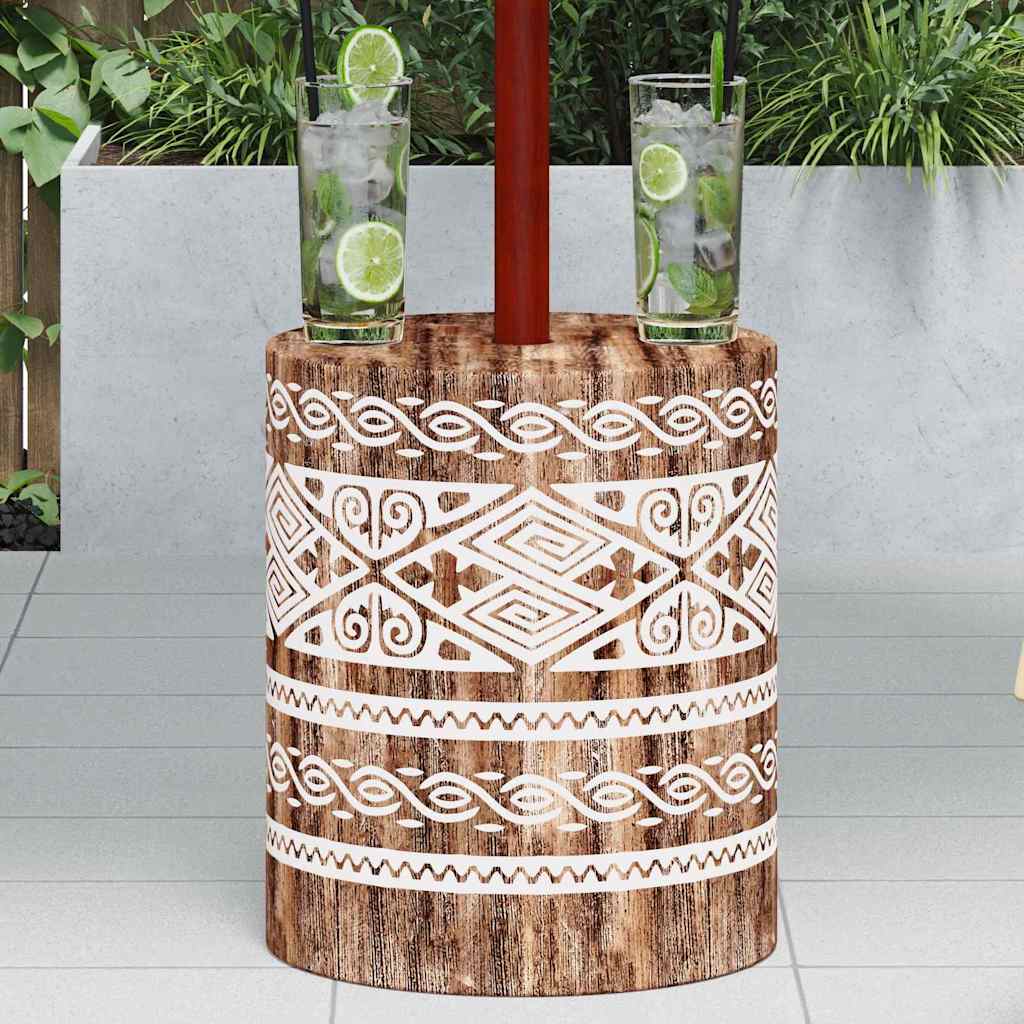 vidaXL Parasol Base 23 kg White Washed Solid Wood Cylindrical 3