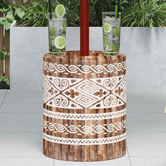 vidaXL Parasol Base 23 kg White Washed Solid Wood Cylindrical 3