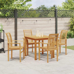 vidaXL Dining Chair 4 pcs Solid Teak Wood Brown 62 x 55 x 94 cm 3