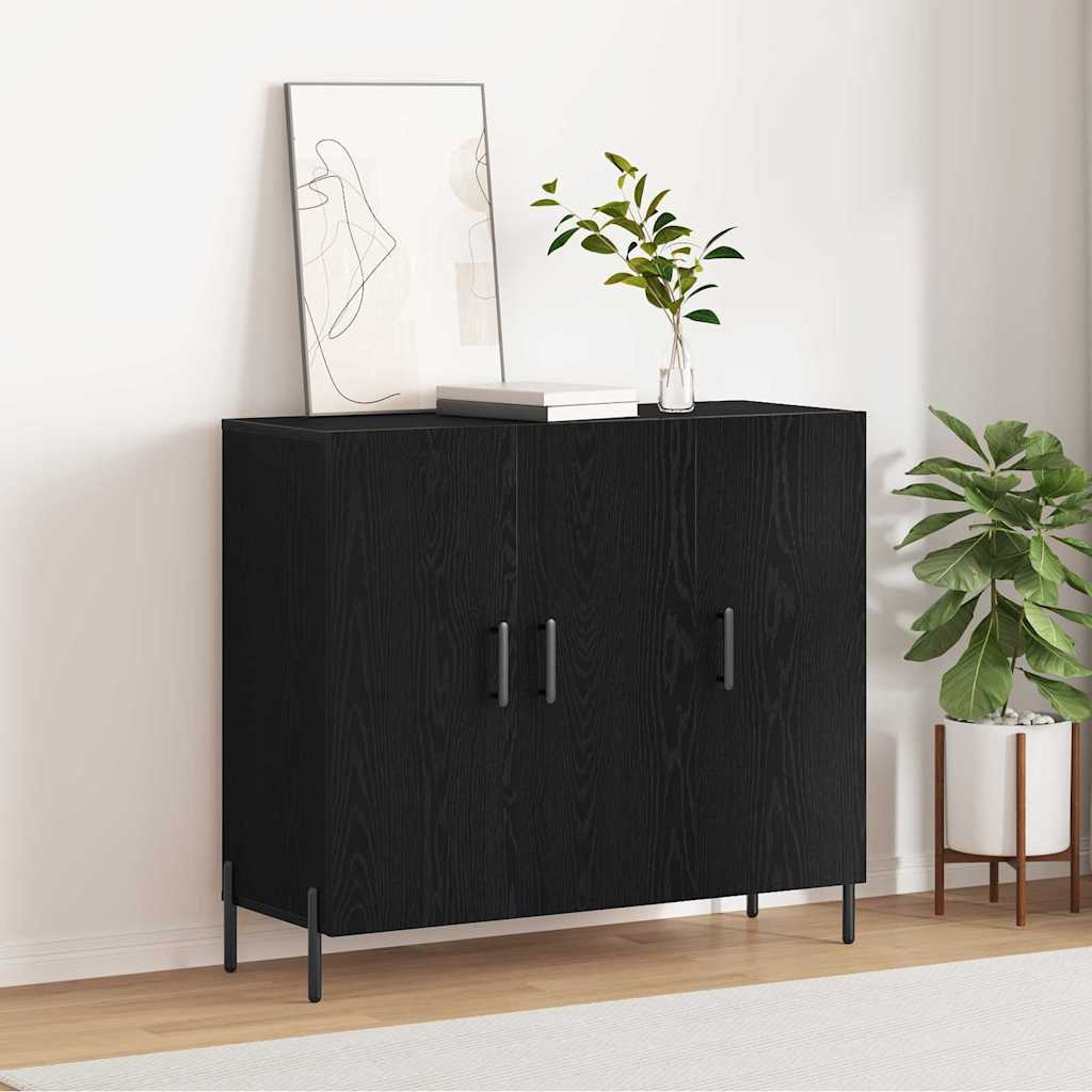 vidaXL Sideboard Black Oak 90 x 34 x 80 cm Engineered Wood 4