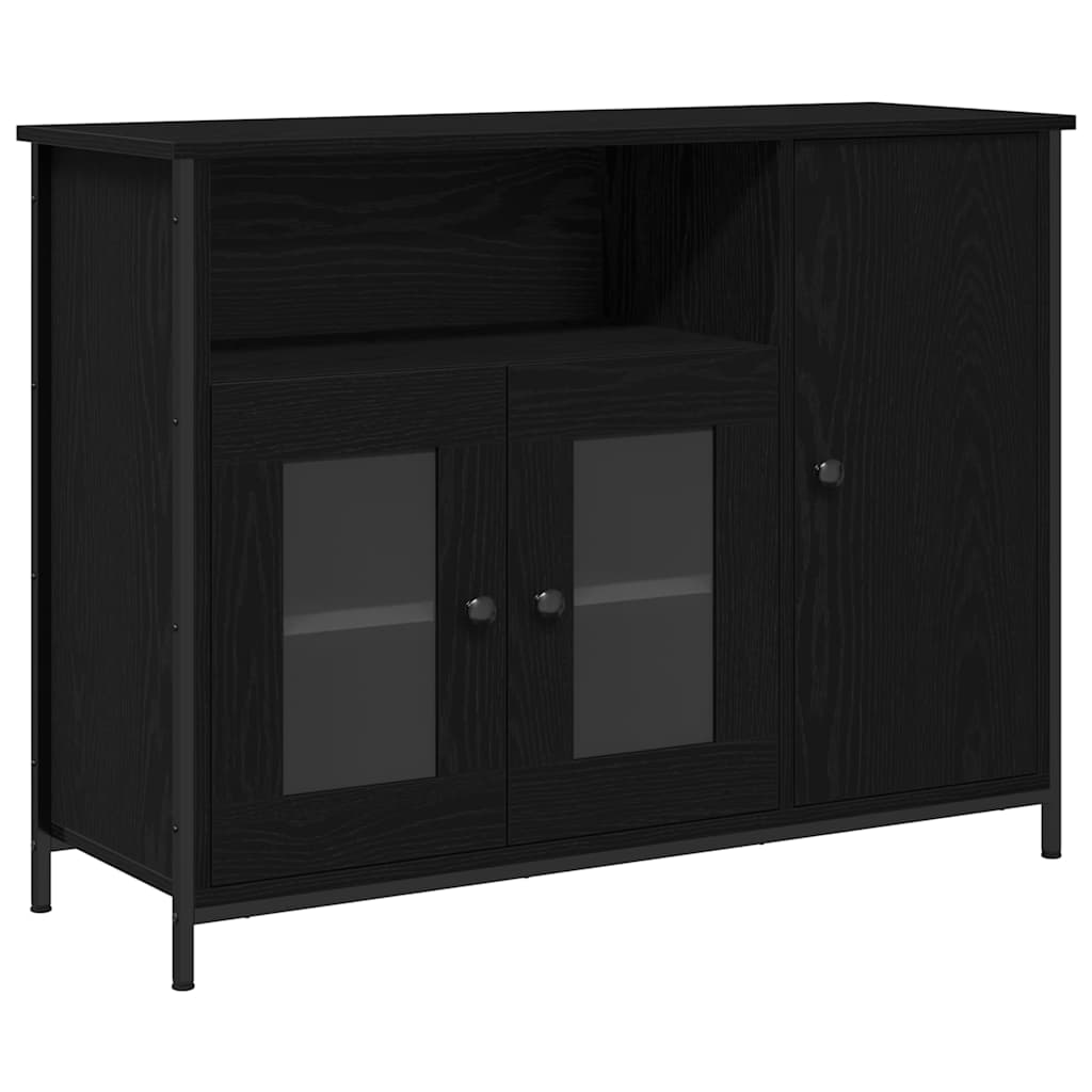 Sideboard 100x35x75 cm Engineered Wood Black oak