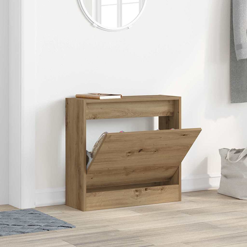 vidaXL Shoe Cabinet 60 x 21 x 57 cm Engineered Wood Artisan Oak 4