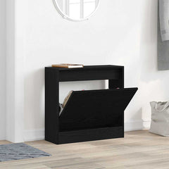 vidaXL Shoe Cabinet 60 x 21 x 57 cm Engineered Wood Black Oak 4