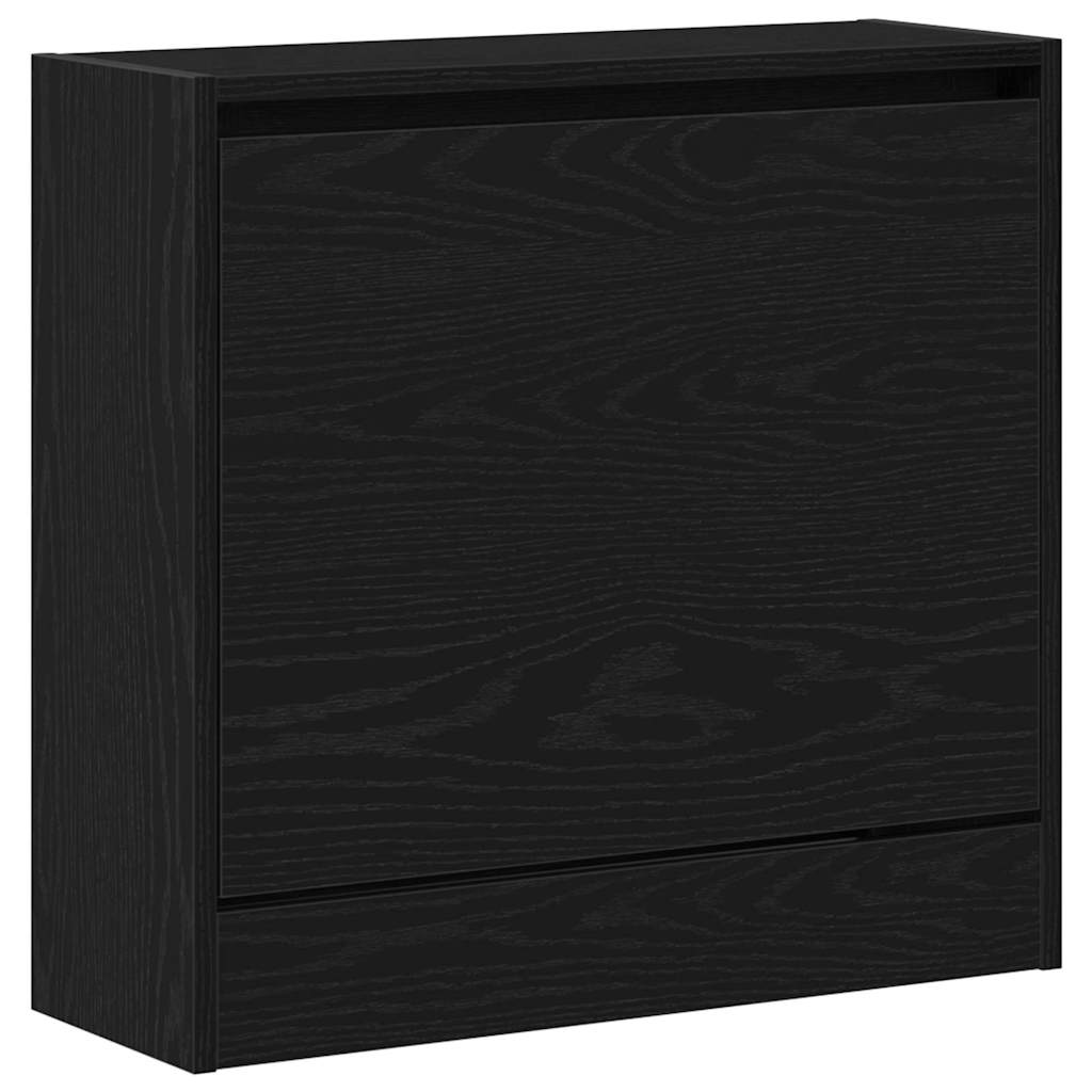 vidaXL Shoe Cabinet 60 x 21 x 57 cm Engineered Wood Black Oak 2