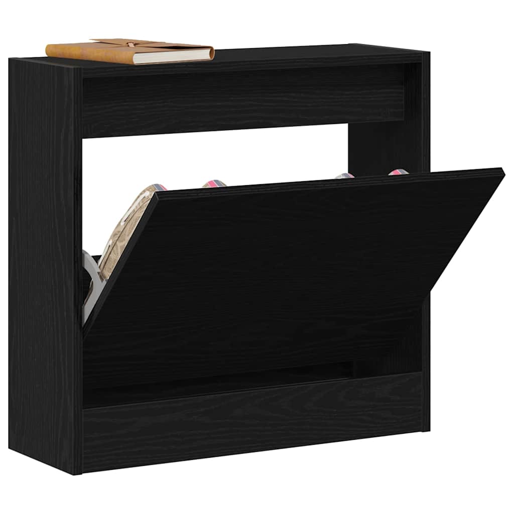 vidaXL Shoe Cabinet 60 x 21 x 57 cm Engineered Wood Black Oak 3