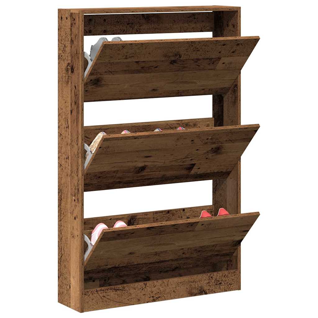 vidaXL Shoe Cabinet 80 x 21 x 125.5 cm Engineered Wood Old Wood 3