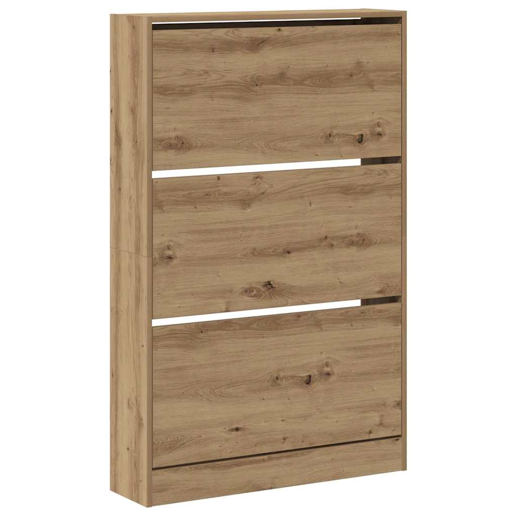 vidaXL Shoe Cabinet 80 x 21 x 125.5 cm Engineered Wood Artisan Oak 2
