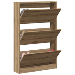 vidaXL Shoe Cabinet 80 x 21 x 125.5 cm Engineered Wood Artisan Oak 3