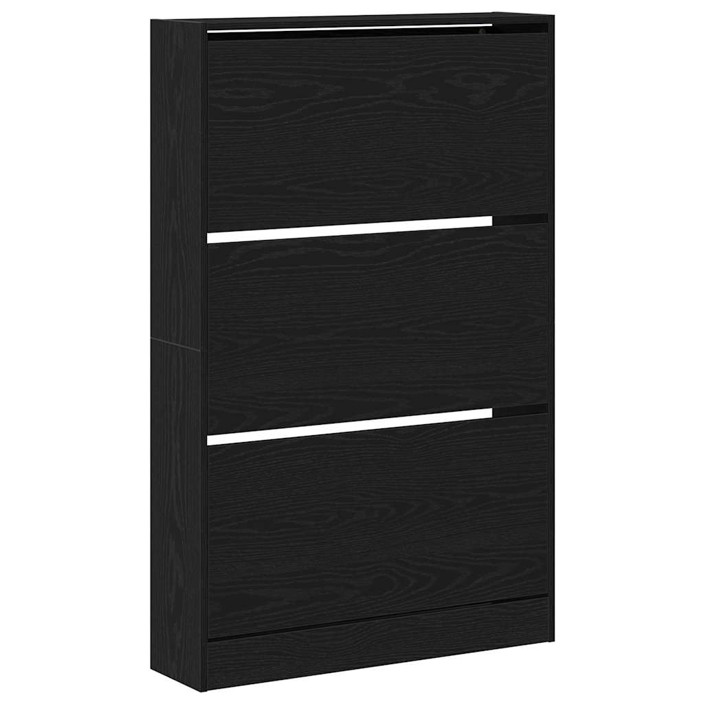 vidaXL Shoe Cabinet 80 x 21 x 125.5 cm Engineered Wood Black Oak 2