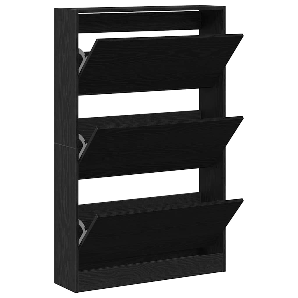vidaXL Shoe Cabinet 80 x 21 x 125.5 cm Engineered Wood Black Oak 5