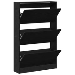 vidaXL Shoe Cabinet 80 x 21 x 125.5 cm Engineered Wood Black Oak 5