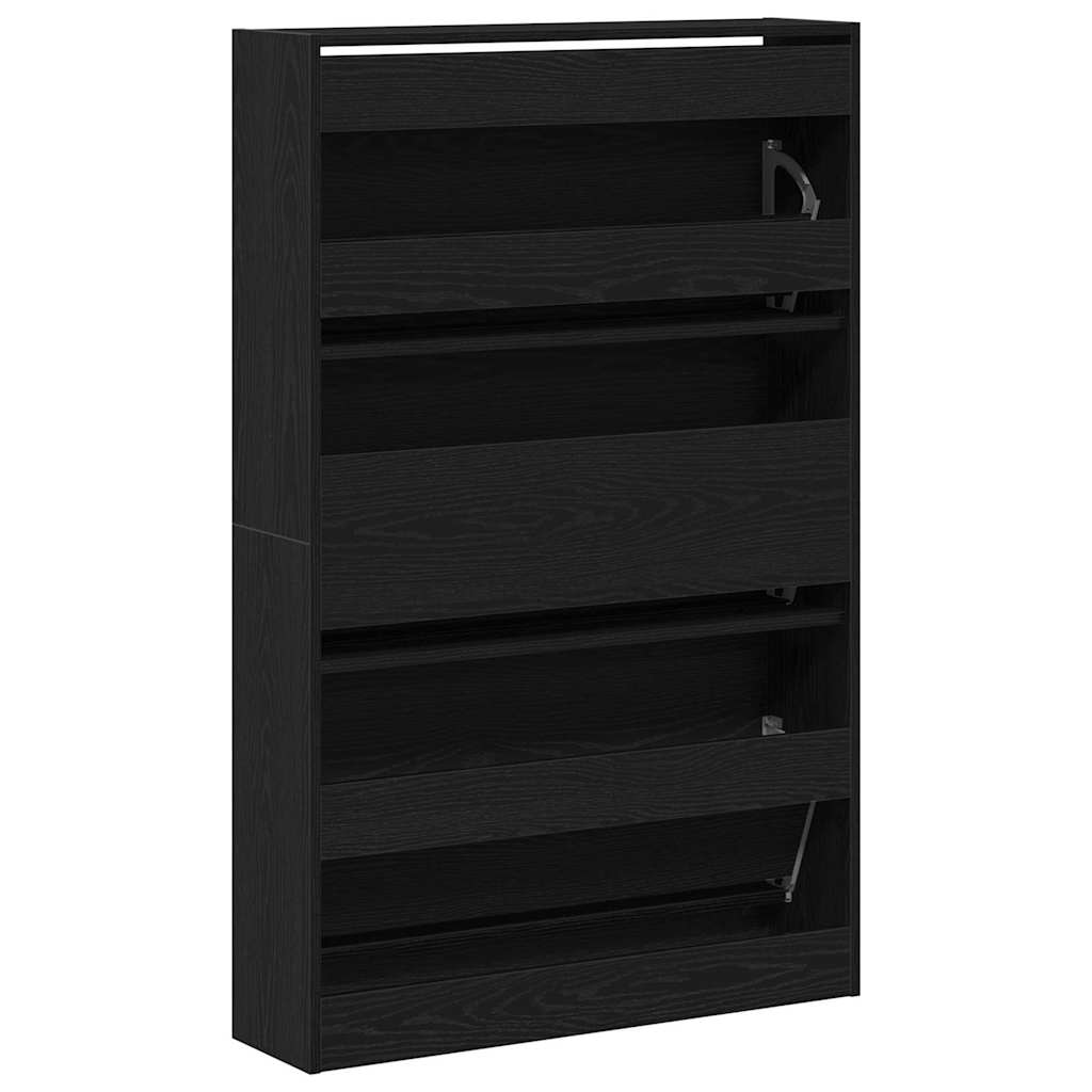 vidaXL Shoe Cabinet 80 x 21 x 125.5 cm Engineered Wood Black Oak 6