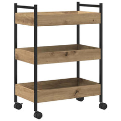 vidaXL Kitchen Trolley Artisan Oak 50 x 30 x 70 cm Engineered Wood 6