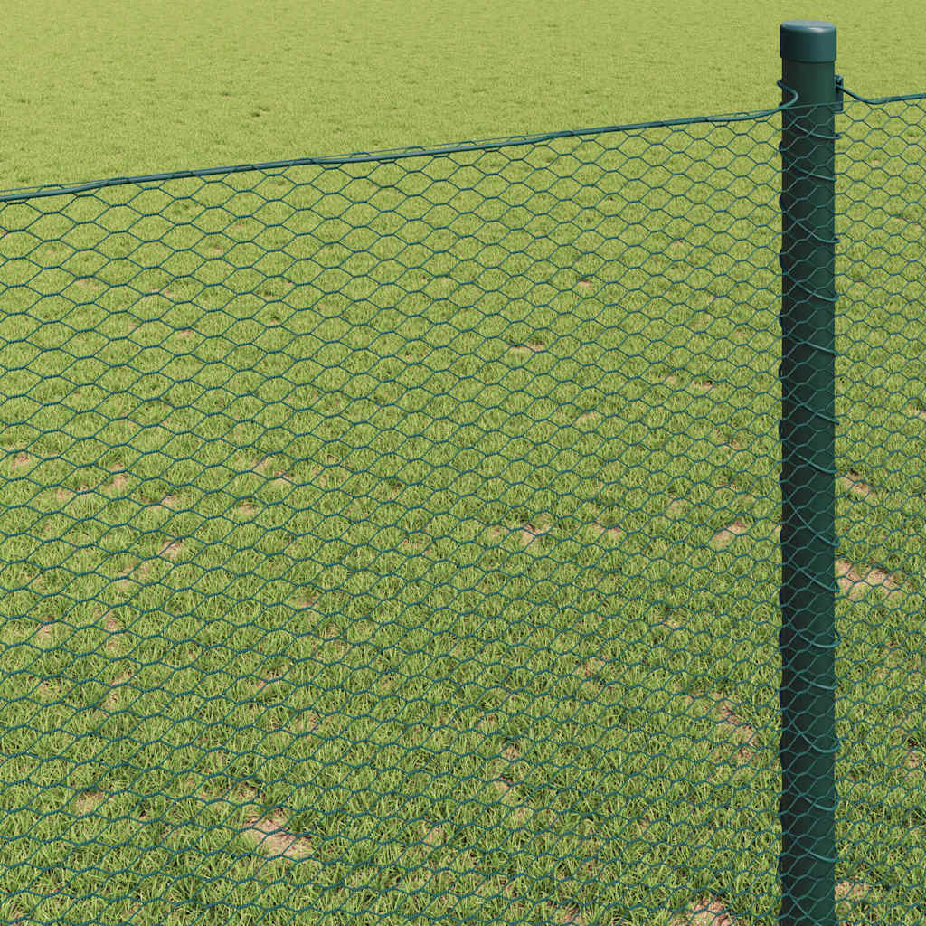 vidaXL Hexagon Fence 1 x 50 m PVC Green 4