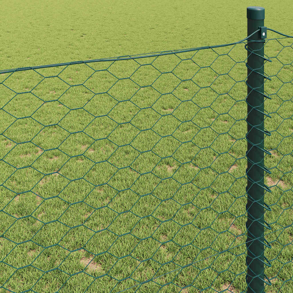 vidaXL Hexagon Fence 1.4 x 50 m PVC Green 4
