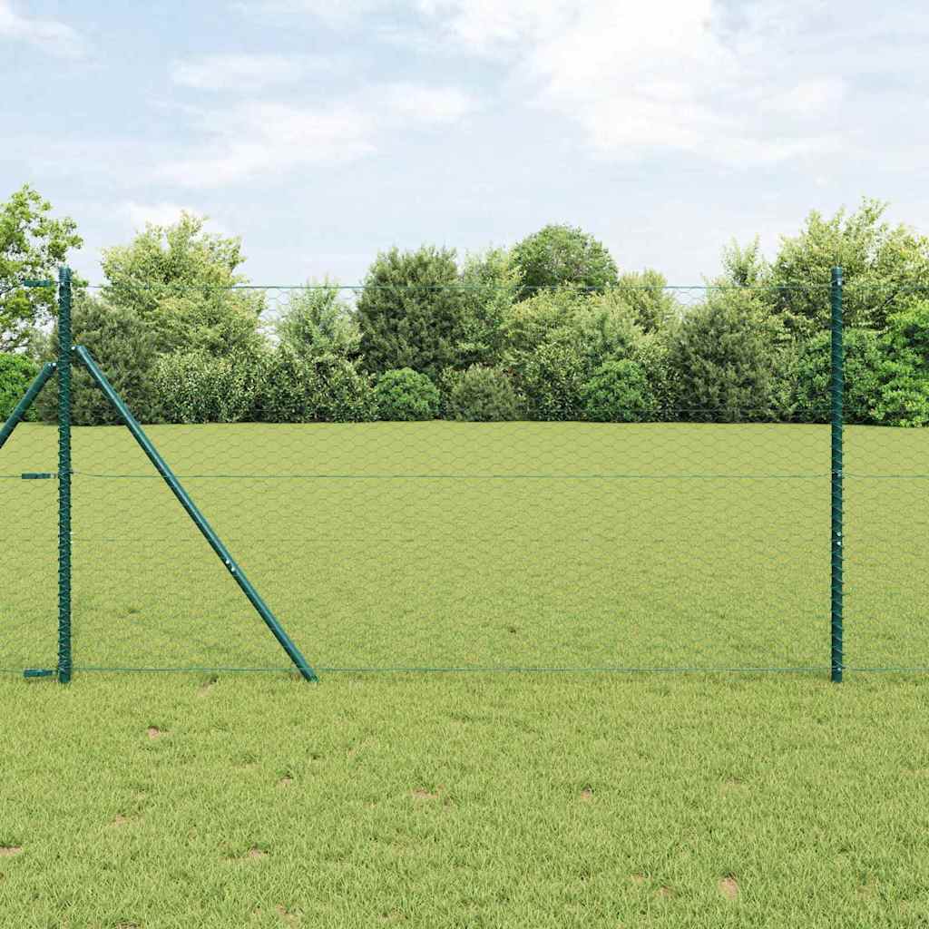 vidaXL Hexagon Fence 1.4 x 50 m PVC Green 1