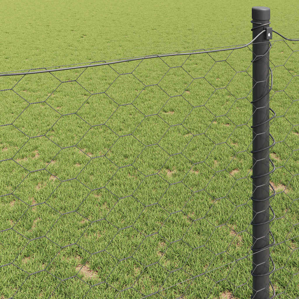 vidaXL Hexagon Fence 1.6 x 25 m PVC Grey 4