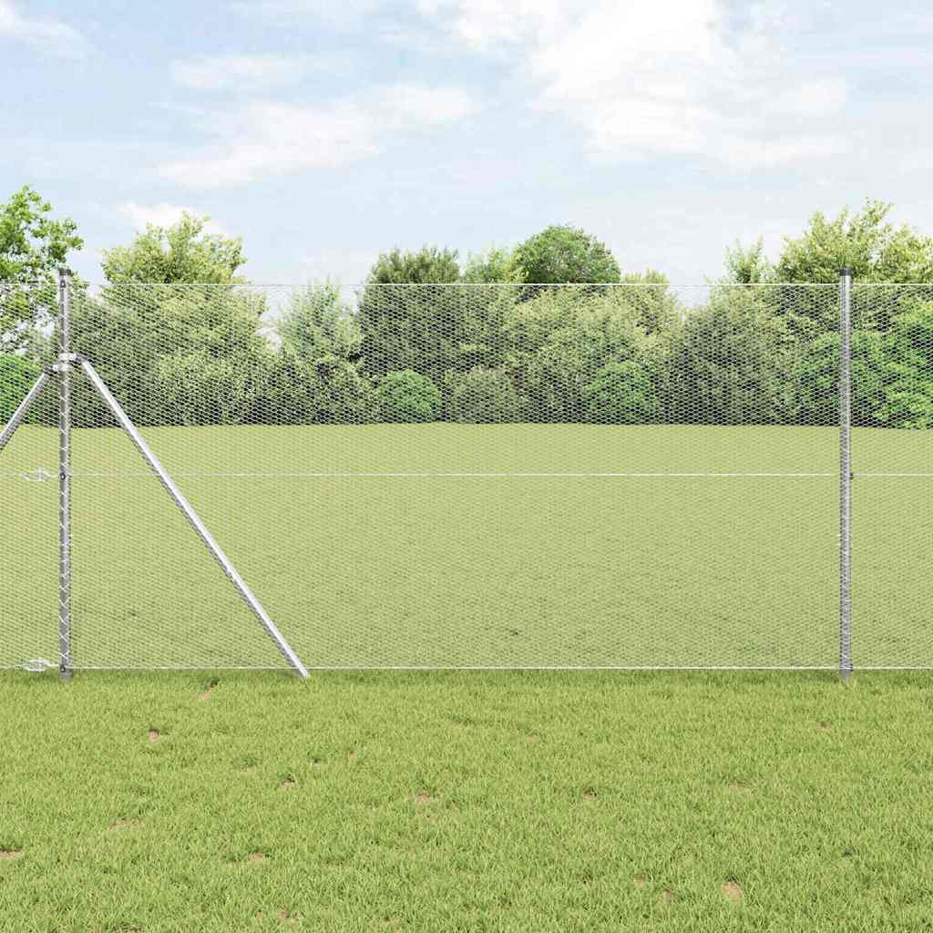 vidaXL Hexagon Fence 1.4 x 25 m Galvanised steel Silver 1