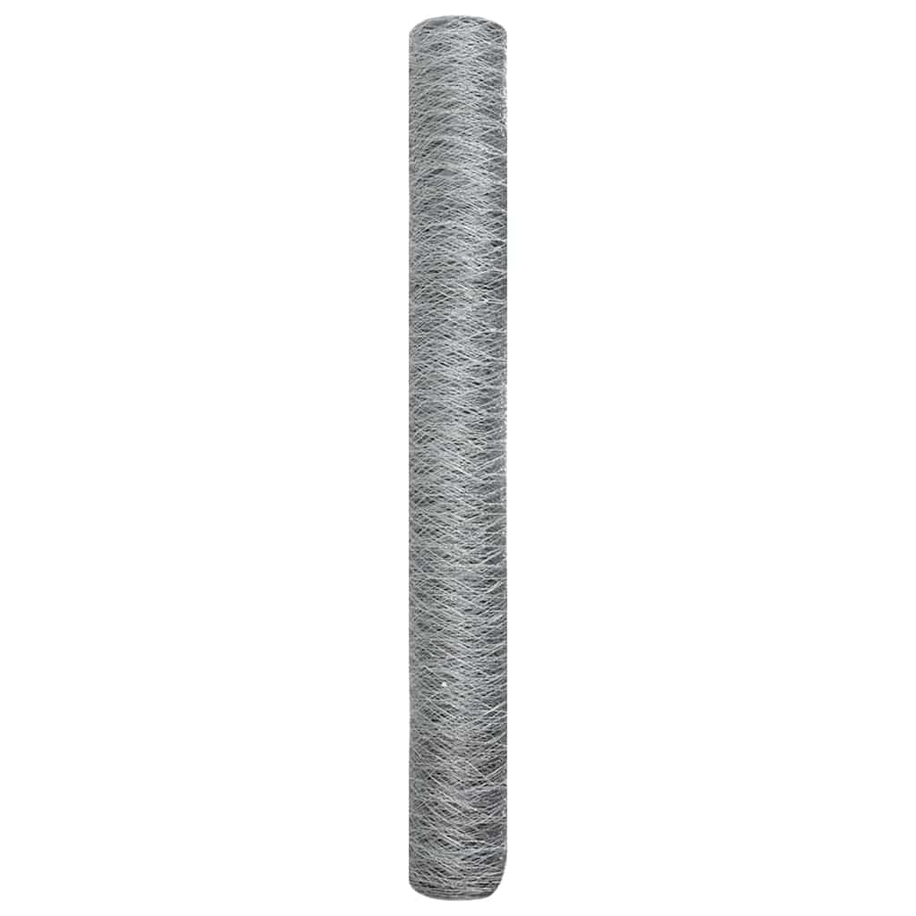 vidaXL Hexagon Fence 1.4 x 25 m Galvanised steel Silver 6