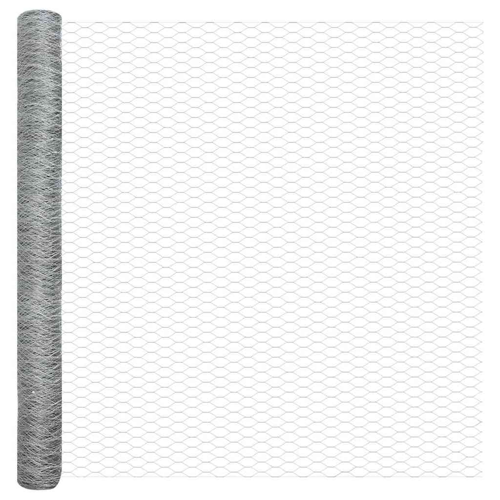 vidaXL Hexagon Fence 1.6 x 25 m Galvanised steel Silver 5