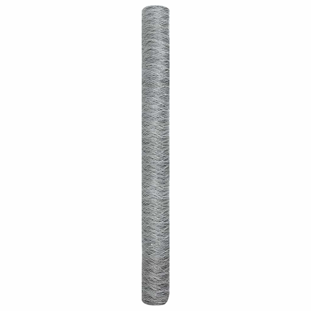 vidaXL Hexagon Fence 1.6 x 25 m Galvanised steel Silver 6
