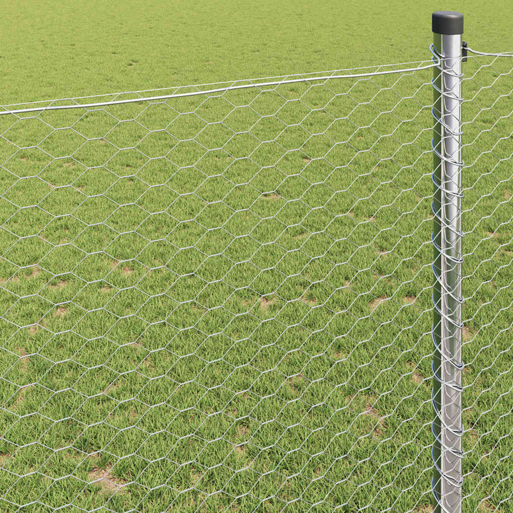 vidaXL Hexagon Fence 1.5 x 50 m Galvanised steel Silver 4