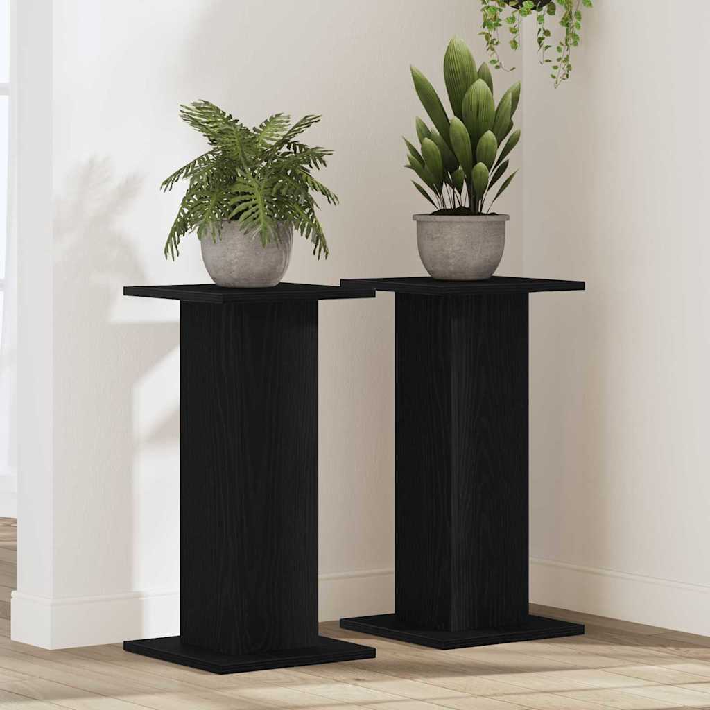 vidaXL Plant Stand 2 pcs Black Oak 30 x 30 x 60 cm Engineered wood 1