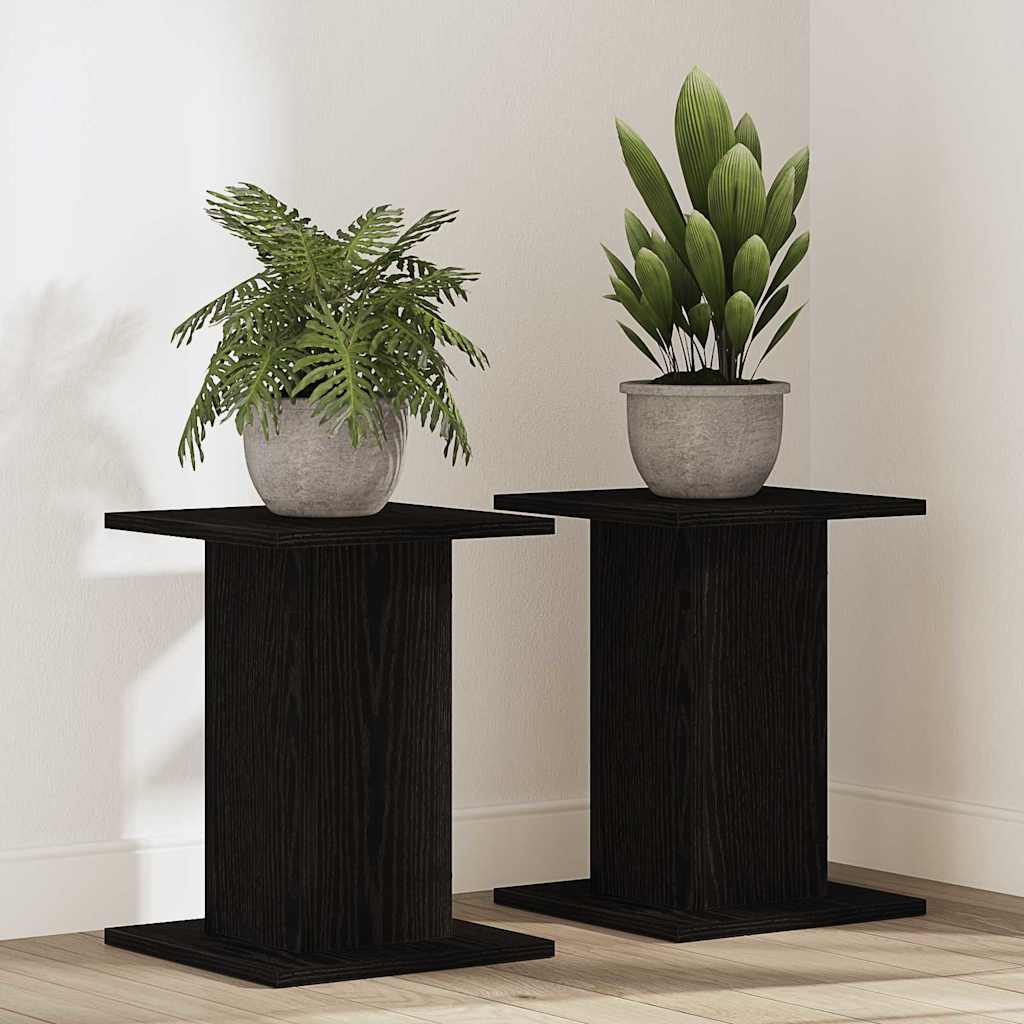 vidaXL Plant Stand 2 pcs Black Oak 30 x 30 x 40 cm Engineered wood 1