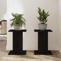 vidaXL Plant Stand 2 pcs Black Oak 30 x 30 x 40 cm Engineered wood 4