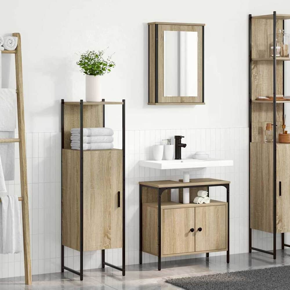 vidaXL Bathroom Furniture Set 3 pcs Brown 33 x 33 x 120.5 cm 1