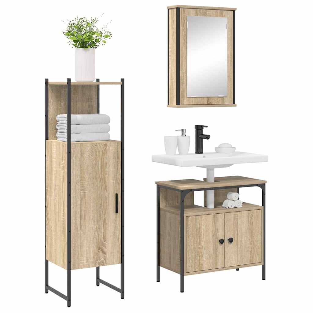 vidaXL Bathroom Furniture Set 3 pcs Brown 33 x 33 x 120.5 cm 3