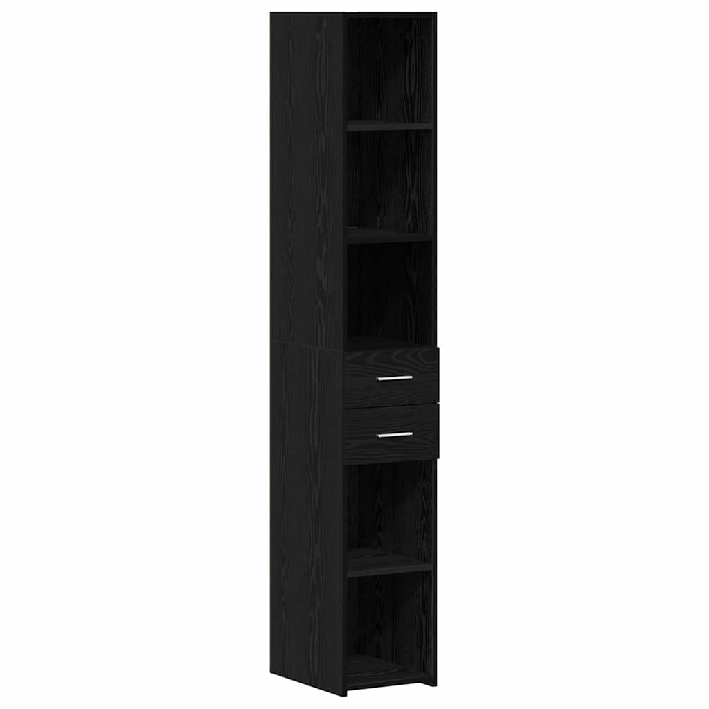 vidaXL Bookcase with Drawer Black Oak 30 x 42.4 x 185.2 cm 2